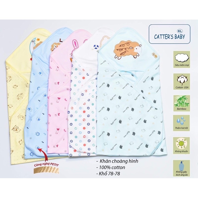 Khăn Ủ Cuốn Bé Vải 100% Cotton Hàng Catter Việt Nam