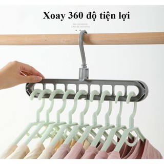 Móc phơi đồ treo quần áo 9 lỗ thông minh xoay 360 độ tiết kiệm không gian