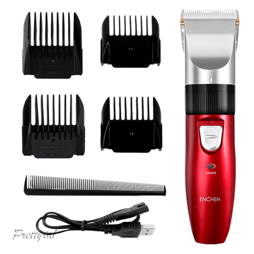 [PRETTYIA1]Professional Hair Trimmer for Men USB Rechargeable White