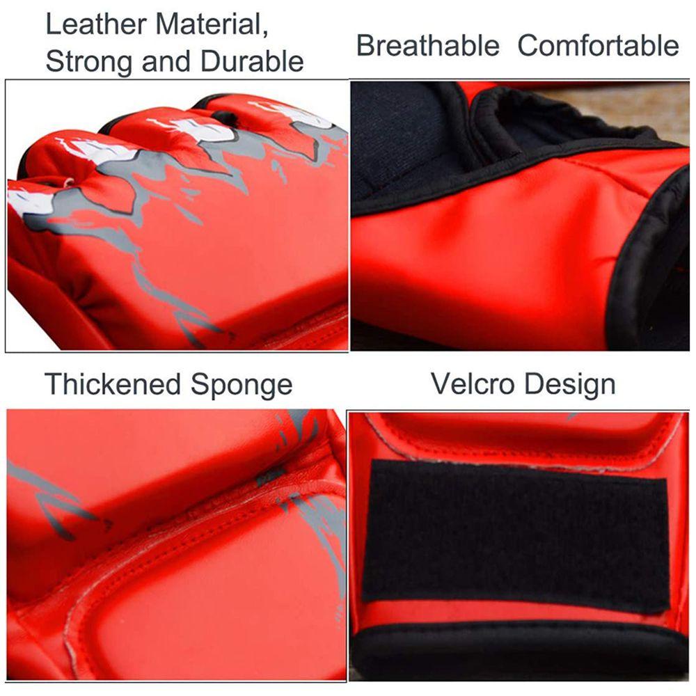 1 Đôi Găng Tay Đấm Bốc Nửa Ngón Bằng Da PU Hình Móng Hổ REBUY1