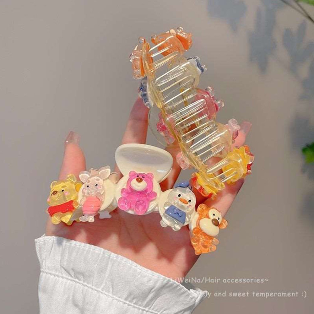 Kẹp Tóc Cá Mập Lớn Bằng acrylic Hình Gấu Hoạt Hình Dễ Thương Phong Cách Hàn Quốc Cho Nữ