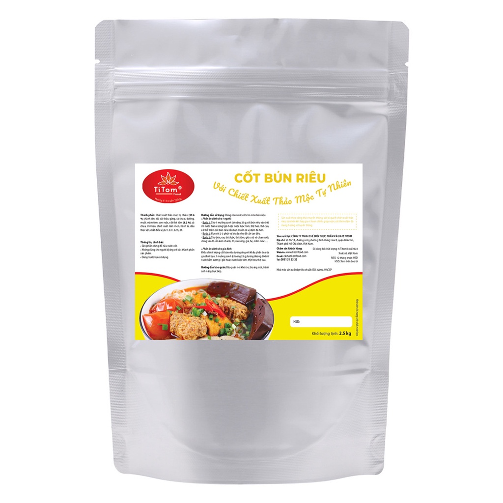 Gia vị nấu bún riêu nêm sẵn Titom túi 2.5kg dùng nấu nước lèo bún riêu cua