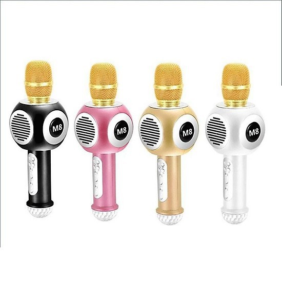 Micro karaoke bluetooth M8 có đèn led cực đẹp, hàng tốt âm chuẩn