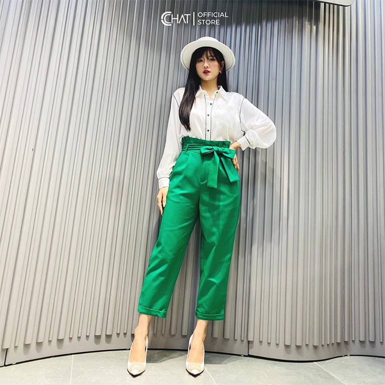 Quần Baggy Nữ CCHAT Cạp Bèo Dáng Suông Chất Kaki Cao Cấp Phong Cách Trẻ Trung 11QDK2022BT