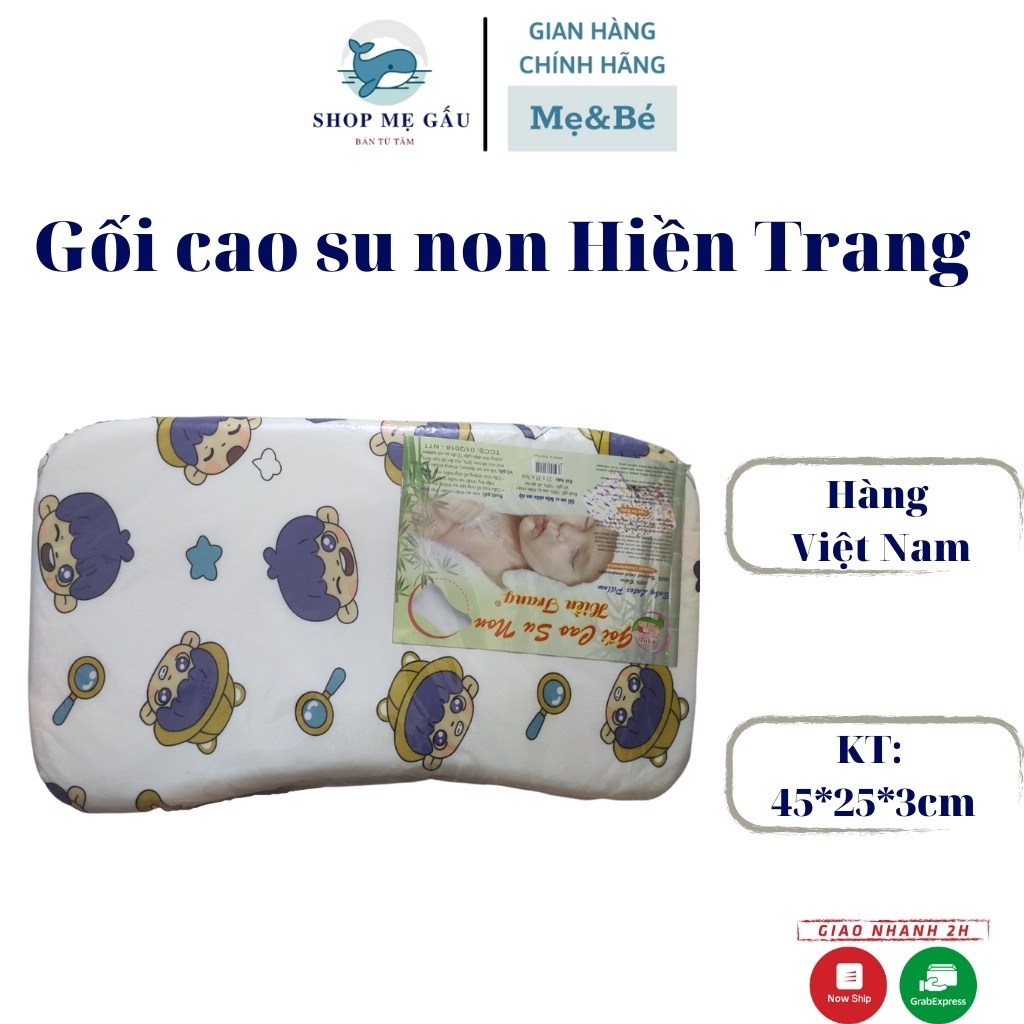 Gối cao su non Hiền Trang thoáng khí thấm mồ hôi cho bé kích thước 45*25*3cm