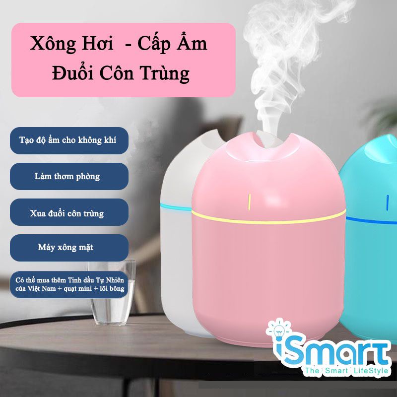 Máy Xông Tinh Dầu Mini - Máy Phun Sương Khuyếch tán tinh dầu thơm phòng xua đuổi côn trùng máy xông mặt dưỡng ẩm cho da