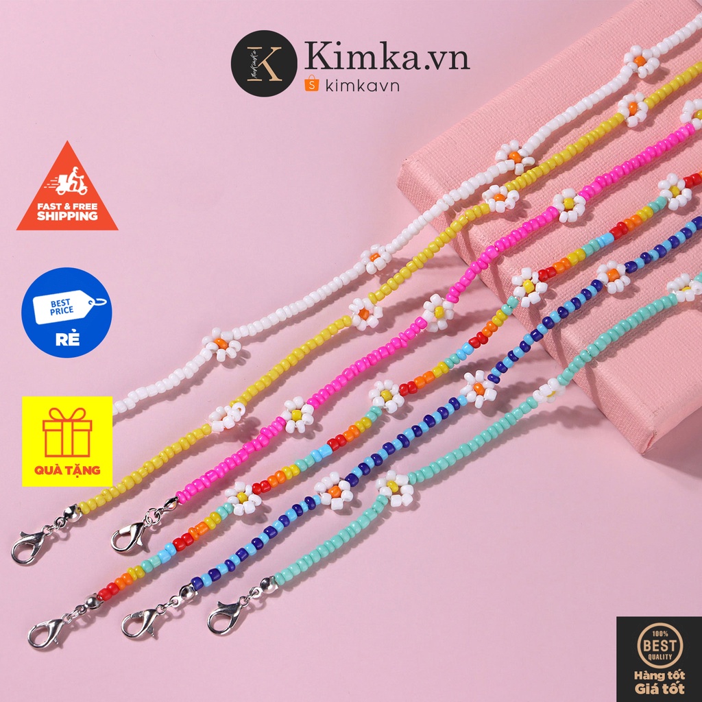 Vòng Cổ Choker Chuỗi Hạt Nhựa Điểm Hoa Resin Sắc Màu Dễ Thương 🌸