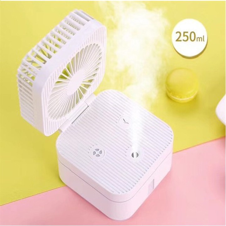 Quạt phun sương mini để bàn gấp gọn kiêm đèn ngủ Magic Cube 3 tốc độ tiện lợi hơn quạt mini cầm tay, quạt tích điện 3W