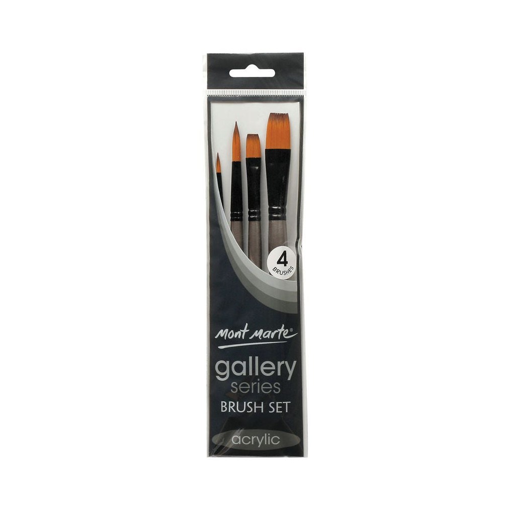 Bộ 4 Cọ Acrylic Mont Marte - Gallery Series Brush Set Acrylic 4pce - BMHS0014