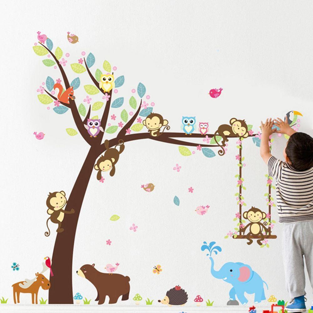 PATRICIA Sticker Dán Tường Họa Tiết Hình Con Thú Theo Phong Cách Hoạt Hình Dùng Trang Trí Phòng Cho Trẻ Nhỏ