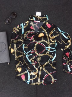 ÁO sơ mi phi lụa đắp chéo cổ chocker