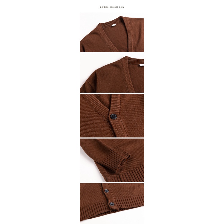 Áo Khoác cardigan Dệt Kim Cổ Chữ v Dáng Rộng Màu Sắc Đơn Giản Thời Trang Xuân Thu 2022 Cho Nam Giới