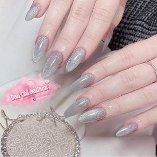 NailBox móng úp thiết kế sẵn Mẫu Mắt Mèo Kim Cương Bạc