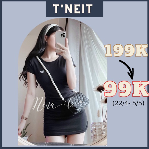 Đầm body nhúng sườn dáng ôm sát style năng động thêu hoạ tiết - Đ0066 | steven.factory