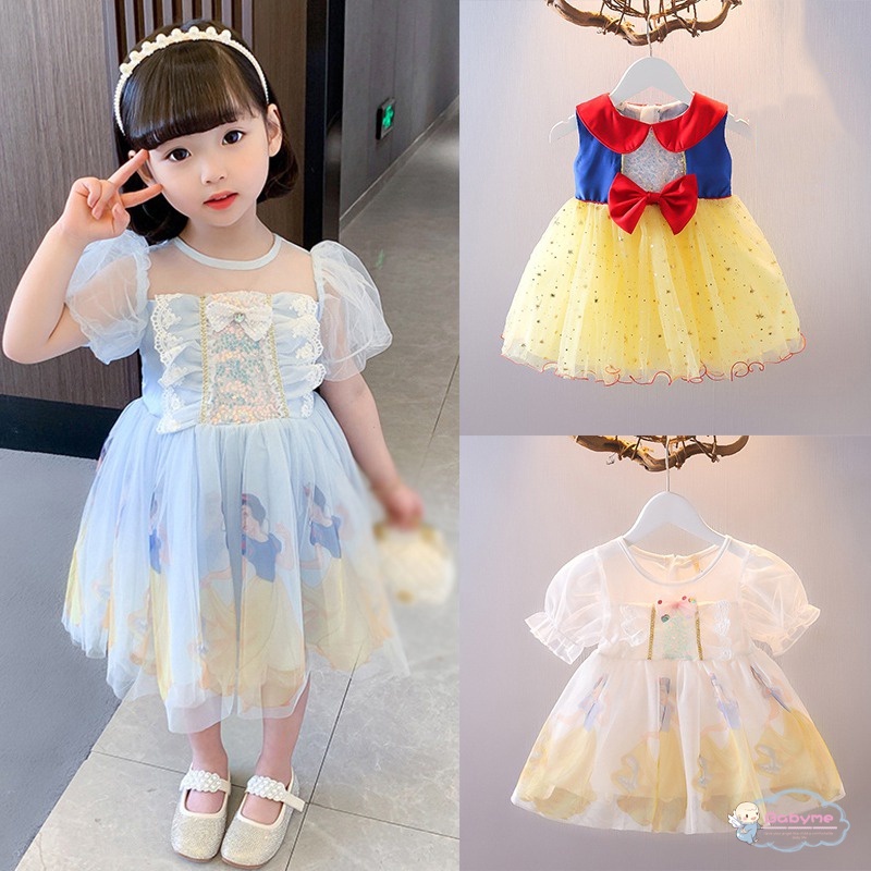 Đầm Công Chúa Phối Lưới Tay Phồng Đính Nơ Thời Trang Xinh Xắn Cho Bé Gái