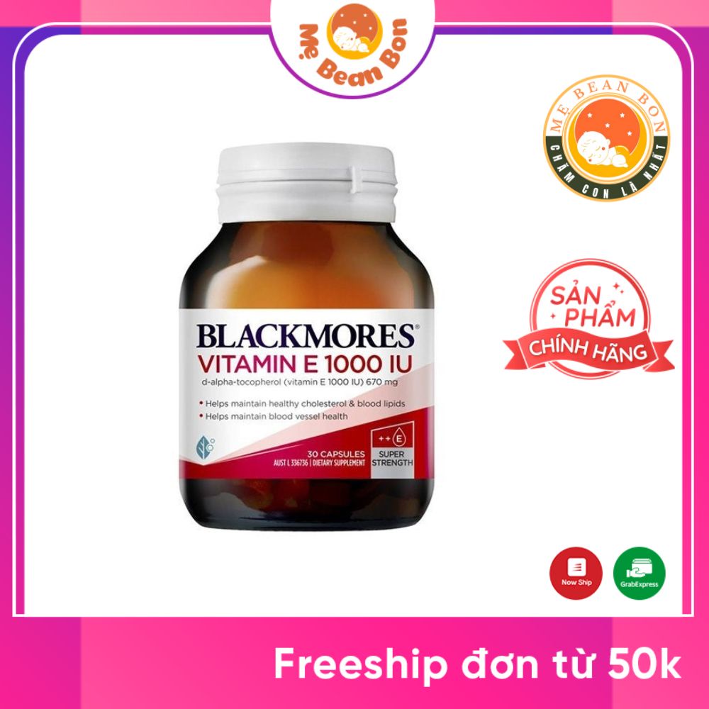 Viên Uống Vitamin E 1000IU Blackmores Natural 30 viên của Úc Giúp Đẹp Da, Cân Bằng Nội Tiết, Chống Lão Hóa Da cho Phụ Nữ