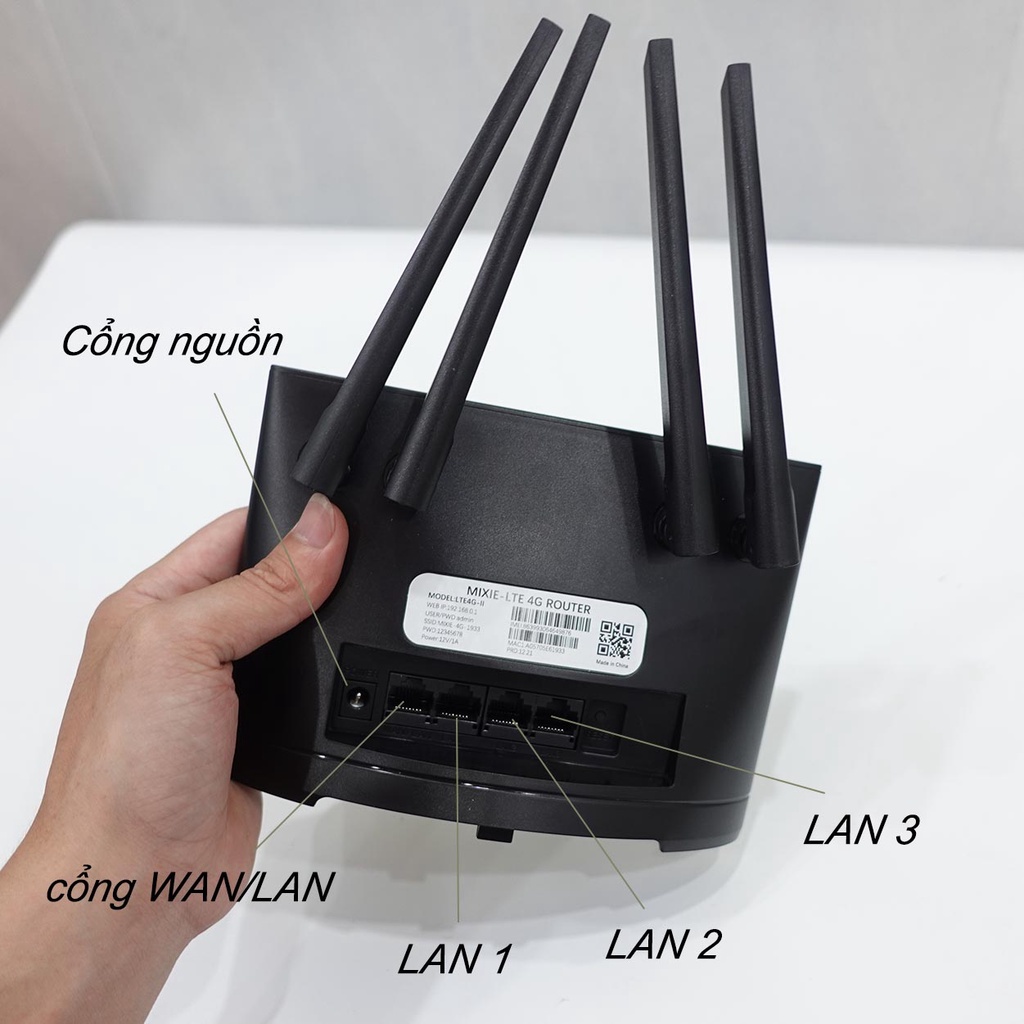 Bộ Phát Wifi 3G/4G Tốc Độ Cao MIXIE LTE4G-II | Phát wifi từ sim 4g - 4 CỔNG LAN HỖ TRỢ LÊN ĐẾN 32 THIẾT BỊ