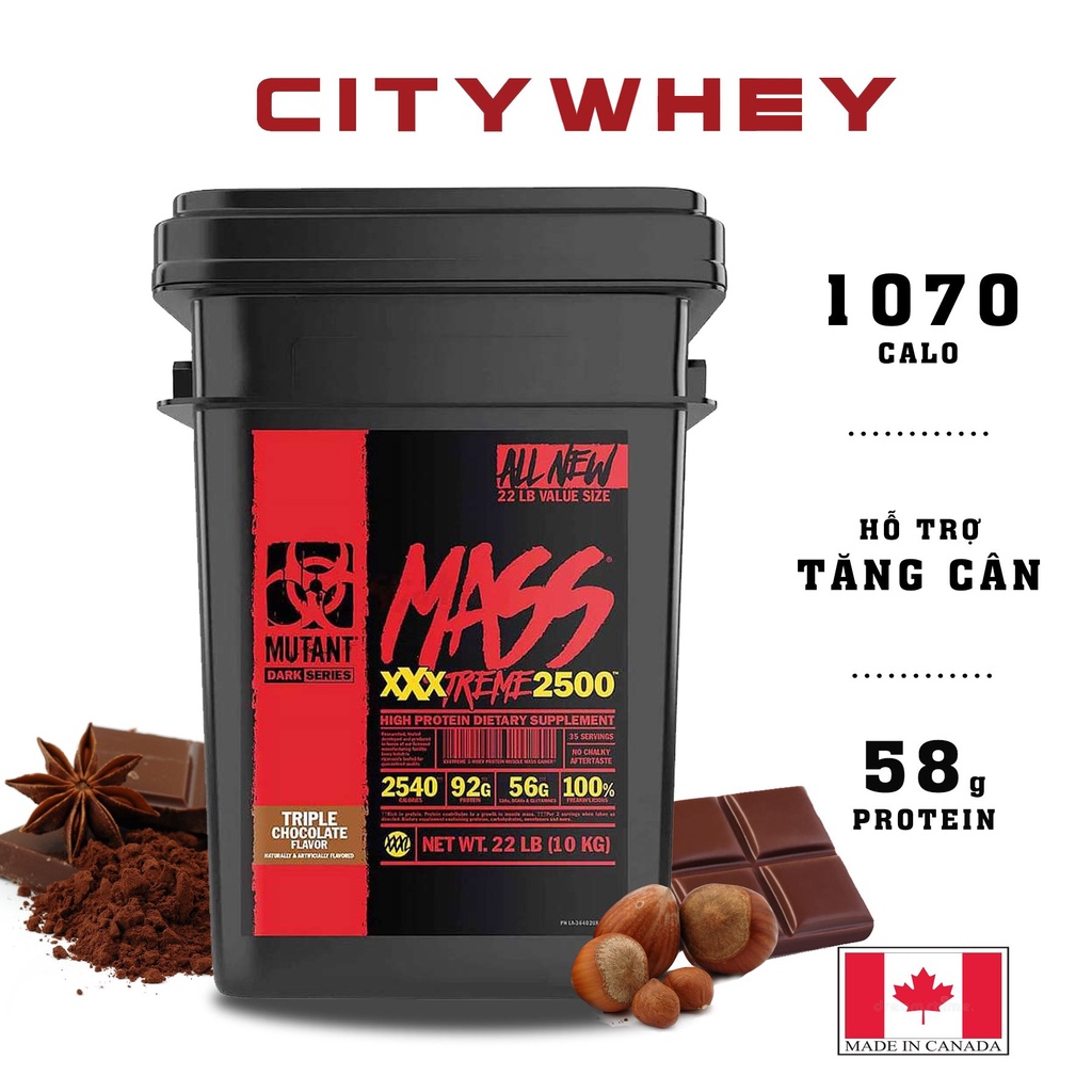 MASS GAINER MUTANT MASS 22LBS , SỮA TĂNG CÂN TĂNG CƠ NHANH CHÓNG - MASS CANADA