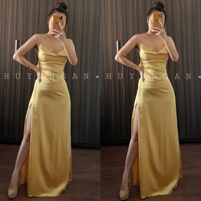 Đầm Lụa Sexy Hở Lưng Xẻ Tà - Ảnh thật tự chụp | BigBuy360 - bigbuy360.vn