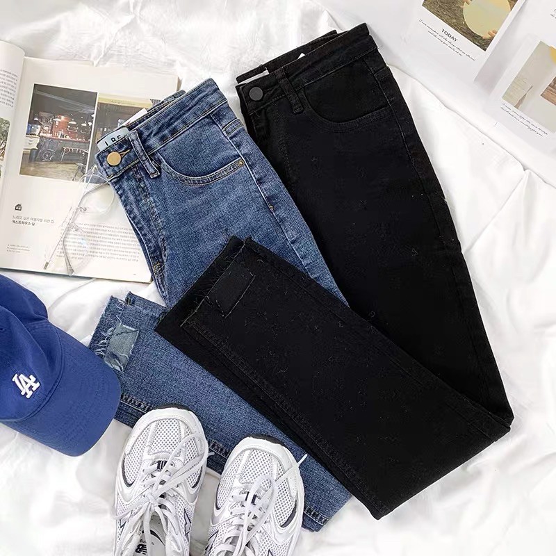 {Mã L5110} - QUẦN JEANS SLIMFIT CẠP THƯỜNG CO GIÃN - QUẦN BÒ NỮ DÁNG ÔM RÁCH GẤU
