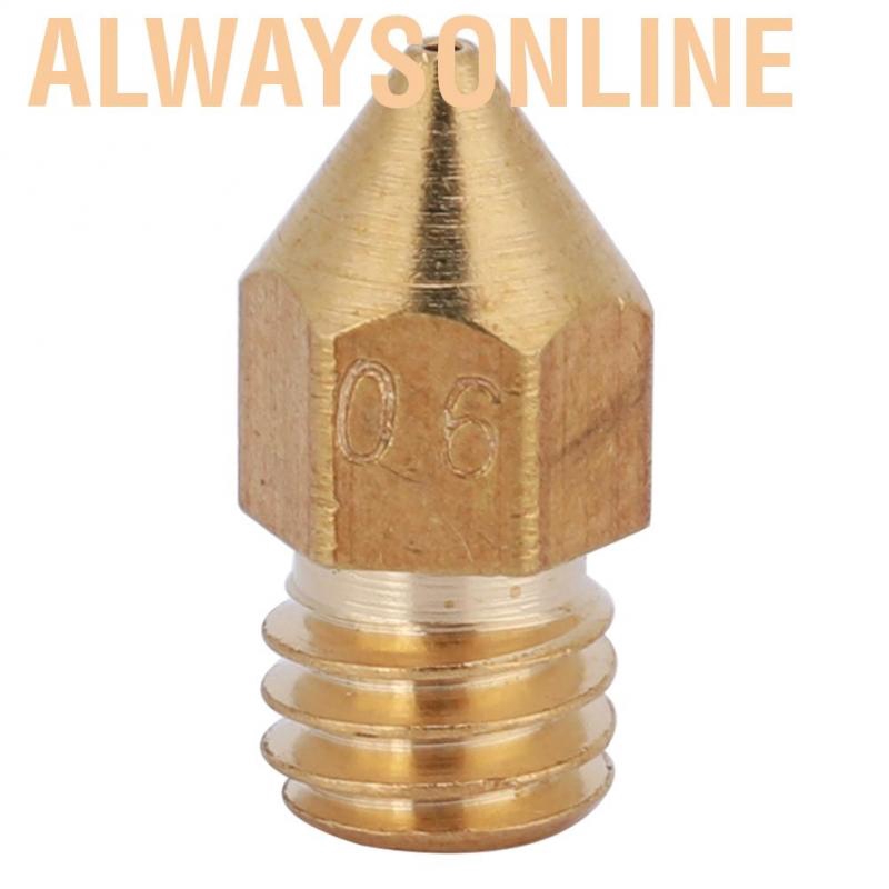 Alwaysonline 2019 Wholesale 10Pcs MK8 Extruder Nozzle for 3D Printer Parts 1.75mm/0.6mm High Quality Brass Nozz