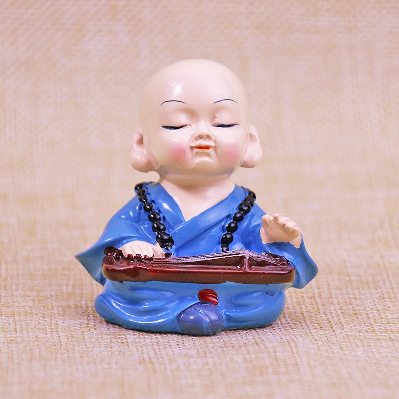 Tượng chú tiểu cầm kì thi họa KÈM ĐẾ KEO trang trí ô tô, bàn làm việc, bàn học 💕FREESHIP 50k💕 - Dear Ladies