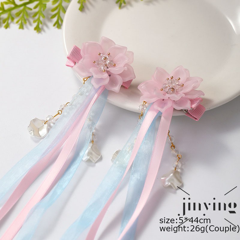 GETNOIVAS Kẹp tóc hoa đính tua rua phong cách Trung Quốc cổ điển