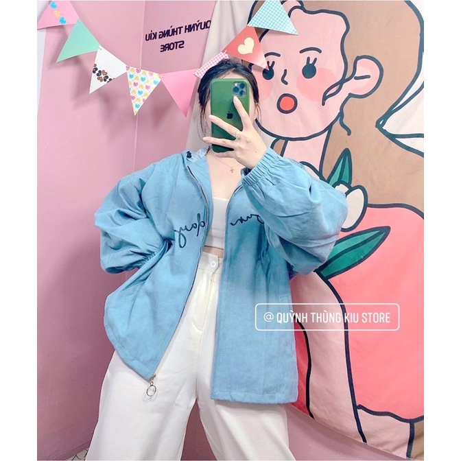 Áo khoác kaki dạ da lộn tay phồng cánh dơi unisex ulzzang nam nữ