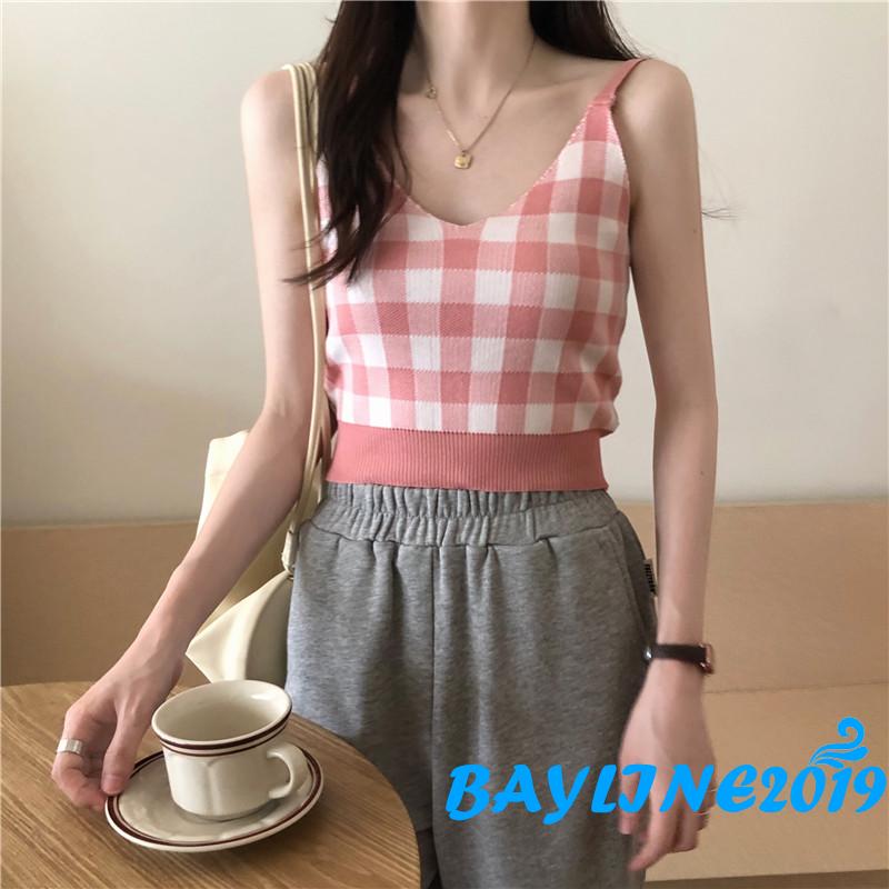 Áo lửng hai dây họa tiết ca rô quyến rũ dành cho nữ