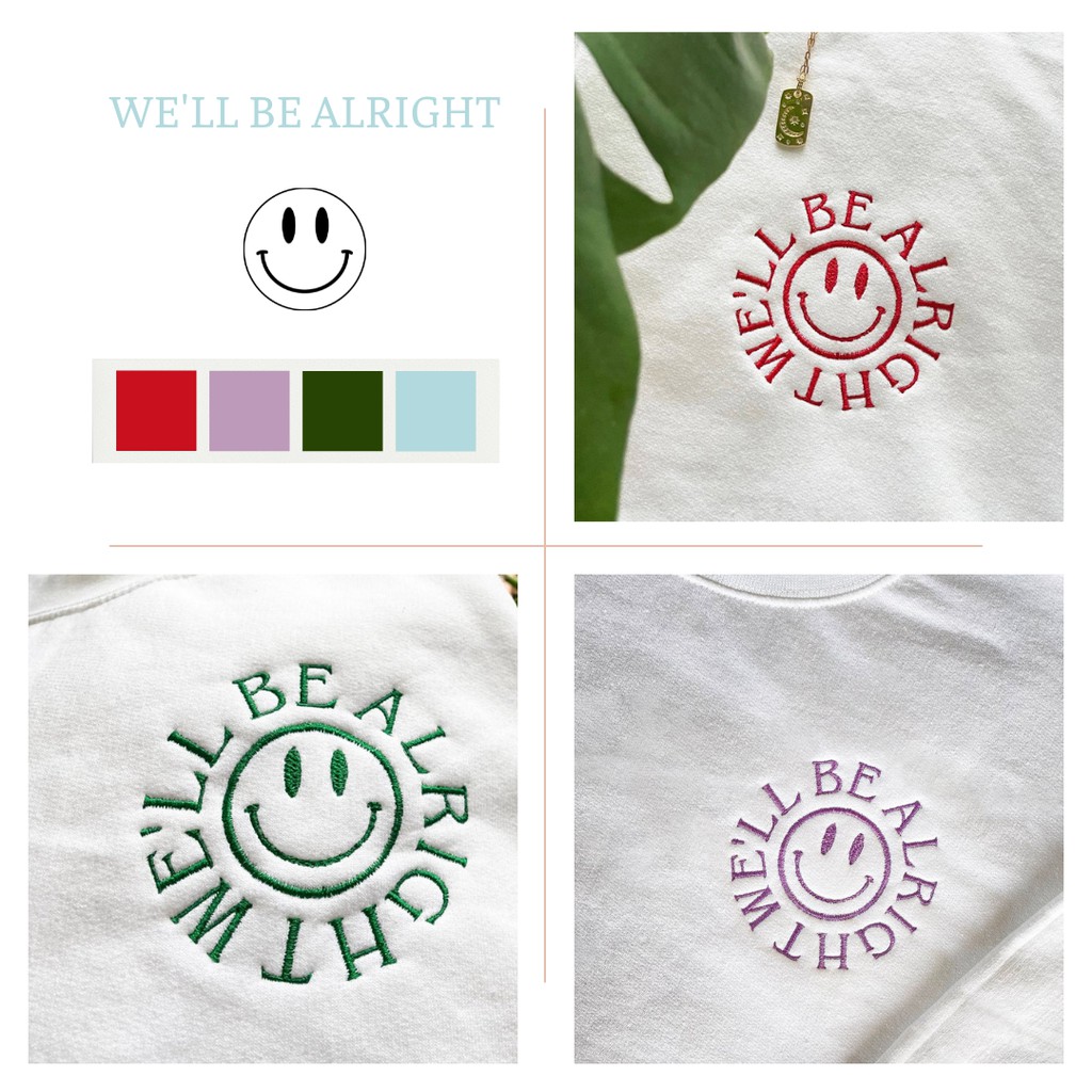 Áo thun thêu cotton unisex SMILE