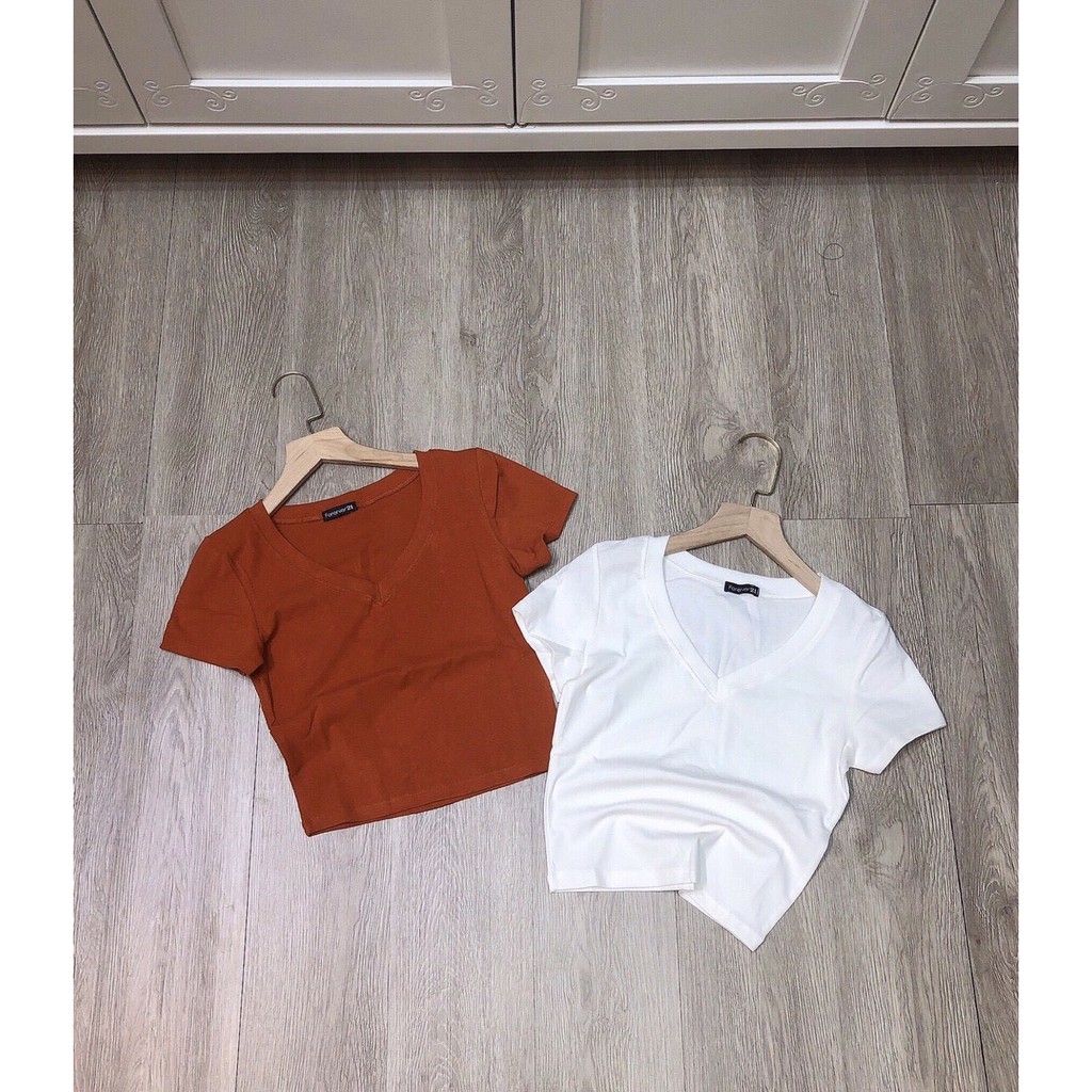 ÁO THUN CROPTOP TRƠN ÔM BODY - CỔ TIM