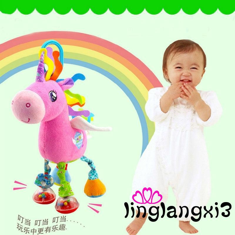 3NA-Infant Baby Development Soft Giraffe Animal Handbells Rattles Handle Toys