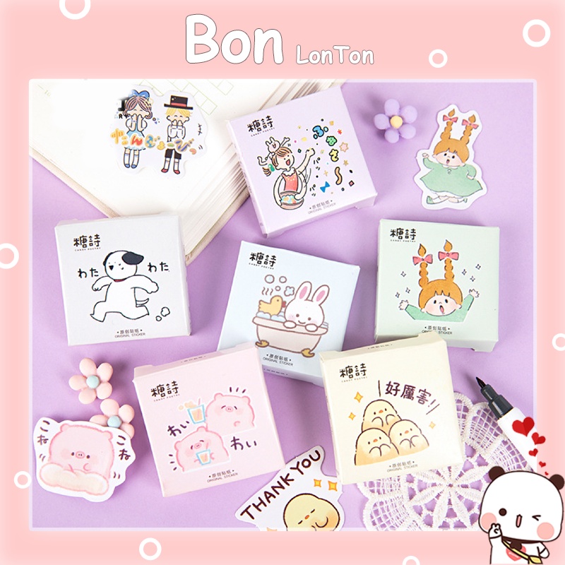 Bộ Sticker hình dán dễ thương sáng tạo và giấy bộ nhãn dán trang trí dễ thương phong các Hàn Quốc