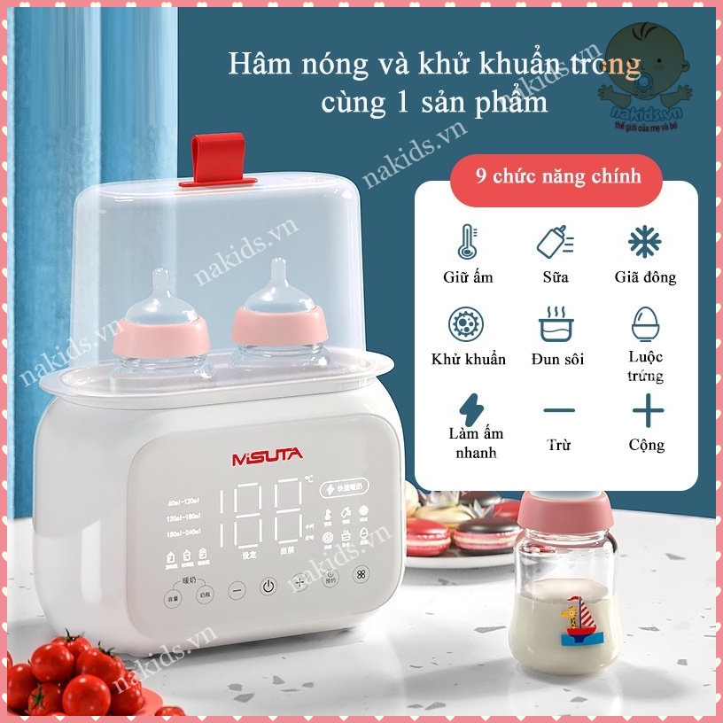 Máy Hâm Sữa, Thức Ăn - Máy Tiệt Trùng Bình Sữa, Dụng Cụ Gặm Nướu Đồ Chơi Cho Bé Chính Hãng Misuta