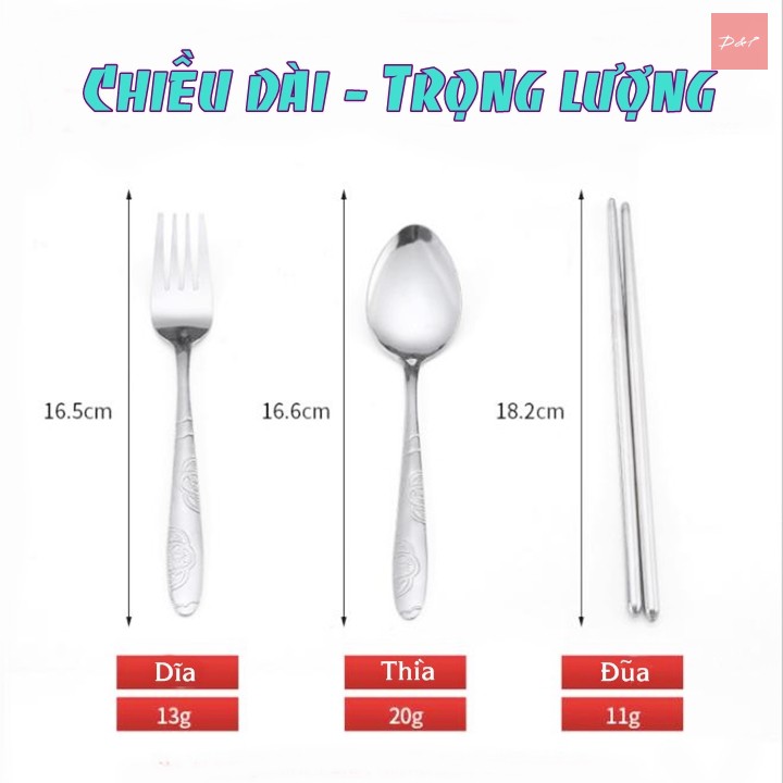 Bộ thìa dĩa đũa thép không gỉ - Có hộp đựng