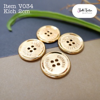 Nút áo dạ 4 lỗ size 2cm màu vàng v034 - bella button garment accessories