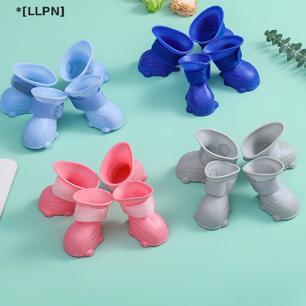 Bộ 4 Vỏ Bọc Giày Đi Mưa Bằng Cao Su Chống Trượt Chống Thấm Nước