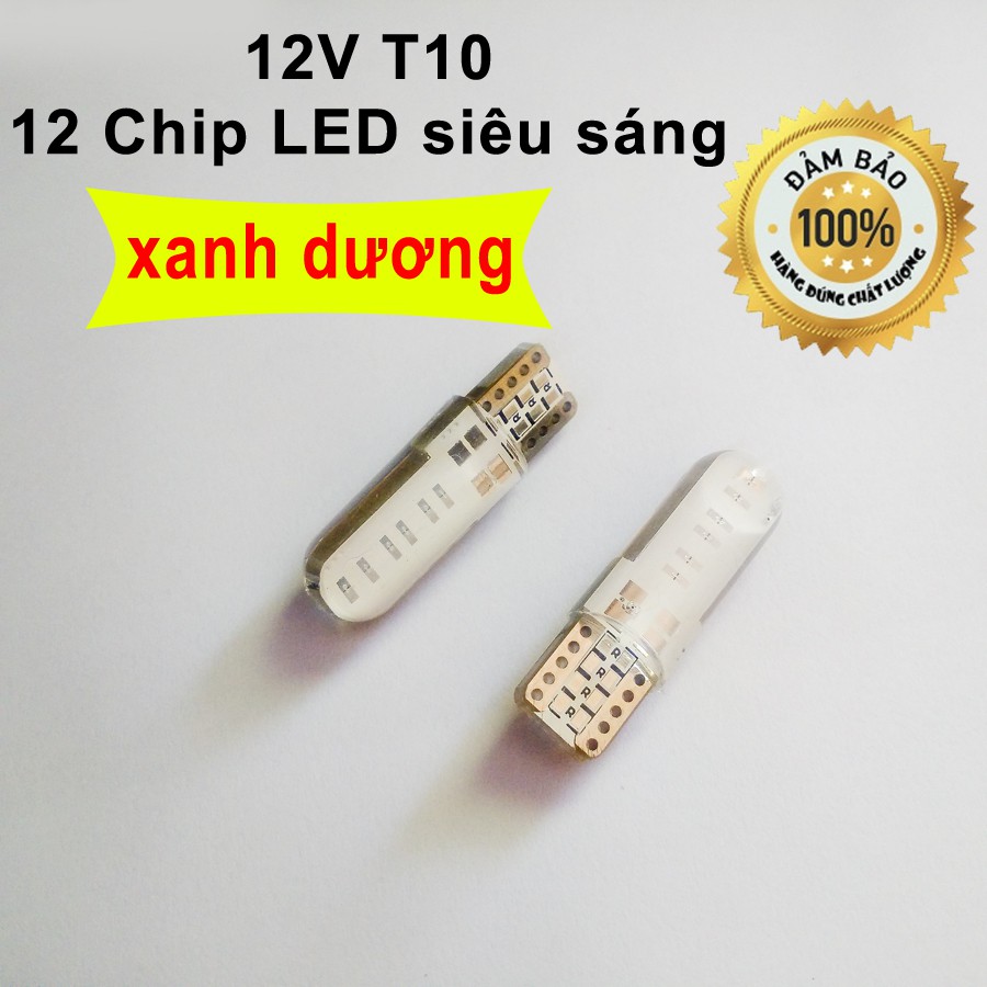 Bộ 2 bóng đèn LED LÕI NGÔ xi nhan chân T10 12 chip COB - Siêu sáng (lõi ngô xanh dương)