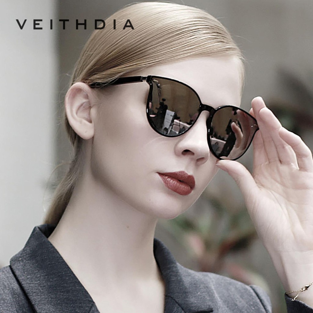 Kính mát nữ VEITHDIA 8520 phân cực màu đen mờ phong cách photochromic