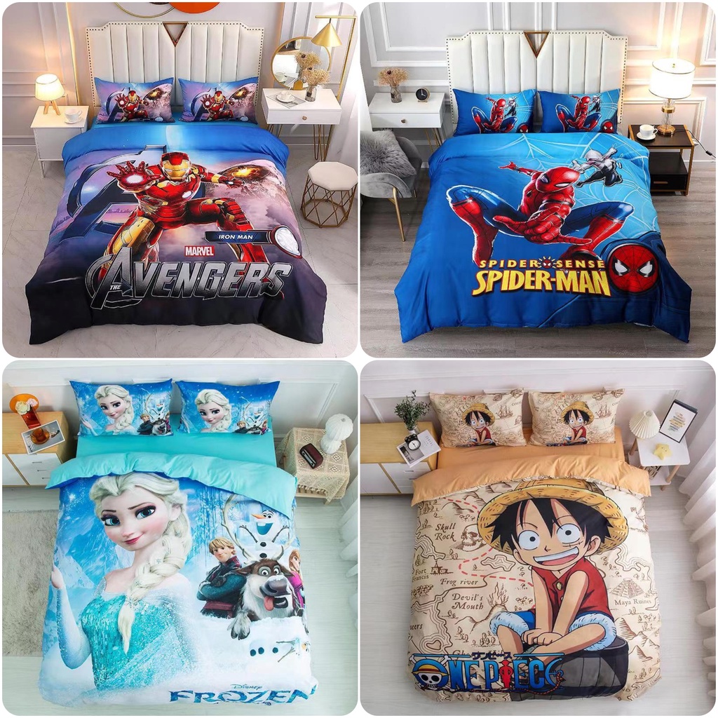 Bộ Chăn Ga Siêu Nhân Hoạt Hình Cho Bé Chất Liệu Cotton Mềm Mát - Linh An Bedding