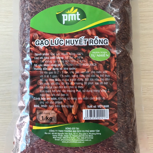 Gạo lức huyết rồng PMT 1kg