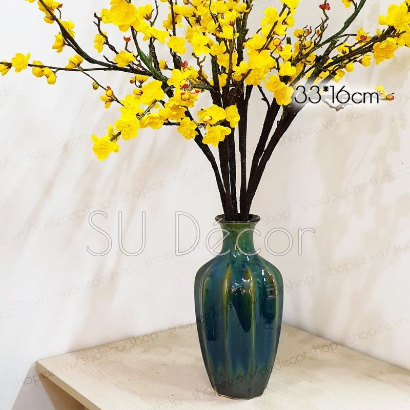 Lọ hoa Bát Tràng - Bình hoa múi khế cao men hỏa biến
