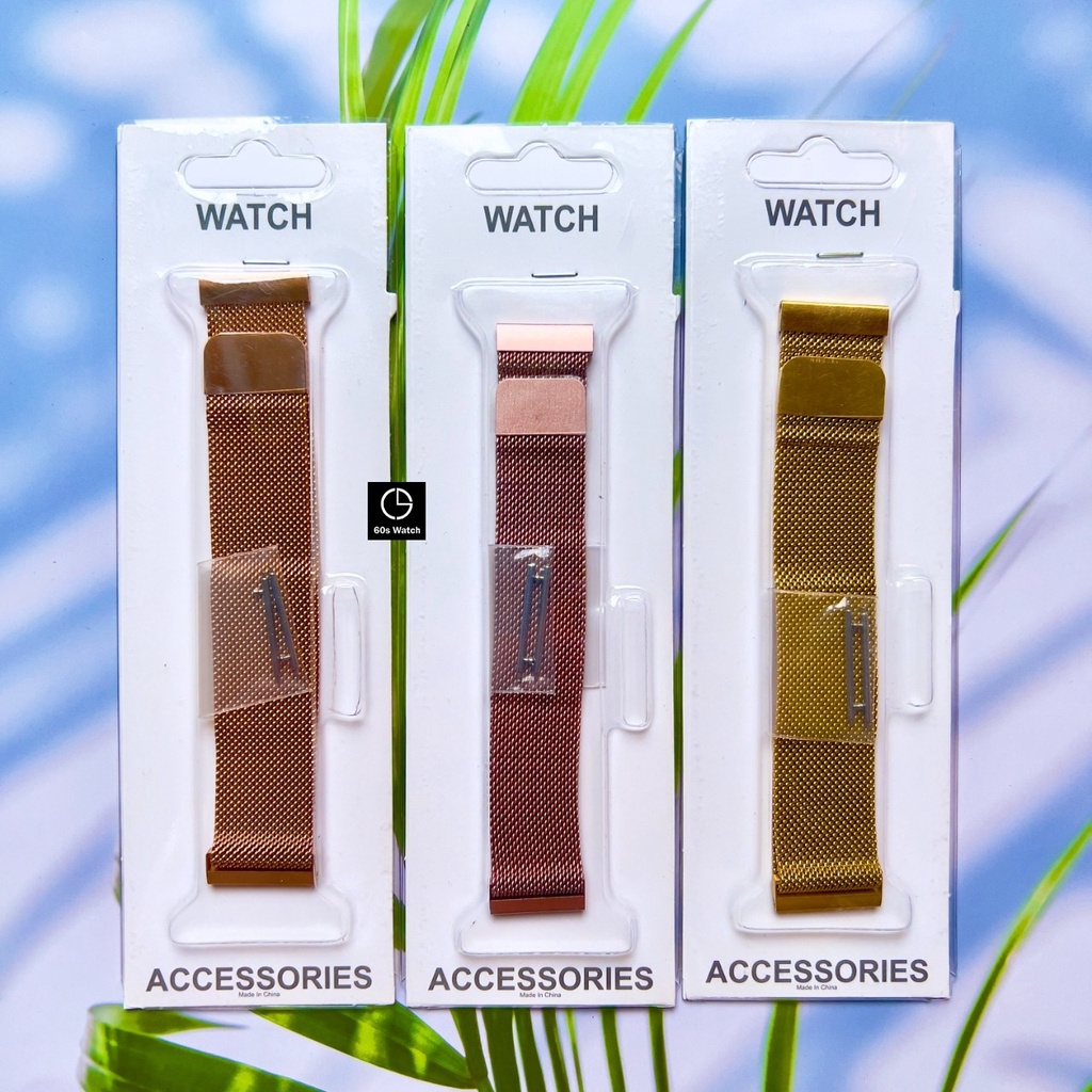 Dây Đeo Đồng Hồ Size 20mm 22mm Kim Loại Lưới Hít Nam Châm [Tặng Chốt Gắn Thông Minh]