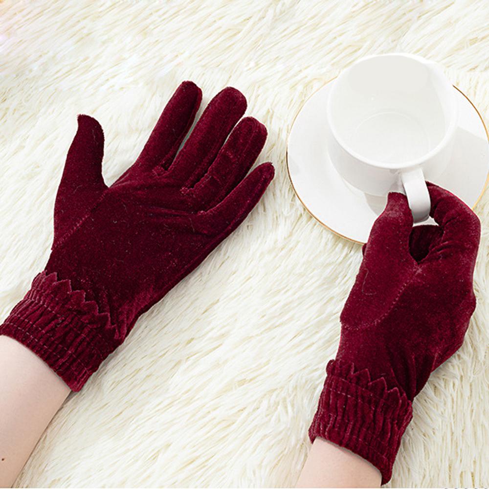 Găng Tay Lái Xe Vải Nhung WMES15H Giữ Ấm Màu Trơn Thời Trang Mùa Thu Cho