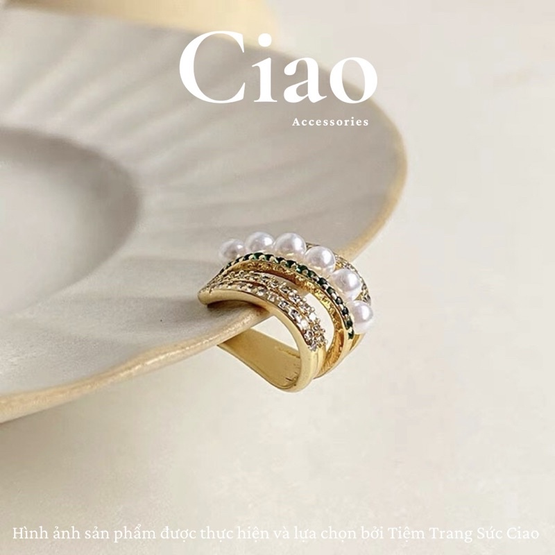 [NEW ITEMS] Khuyên vành tai/ Kẹp vành tai mạ bạc thiết kế cổ điển Ciao accessories