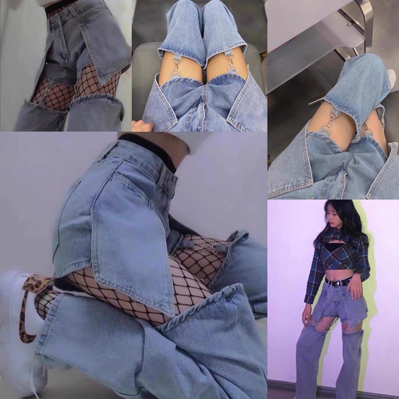 Quần jeans ulzzang sexy phá cách ROSES LISA BLACKPINK 2021 KÈM 3 ẢNH THẬT CUÔI