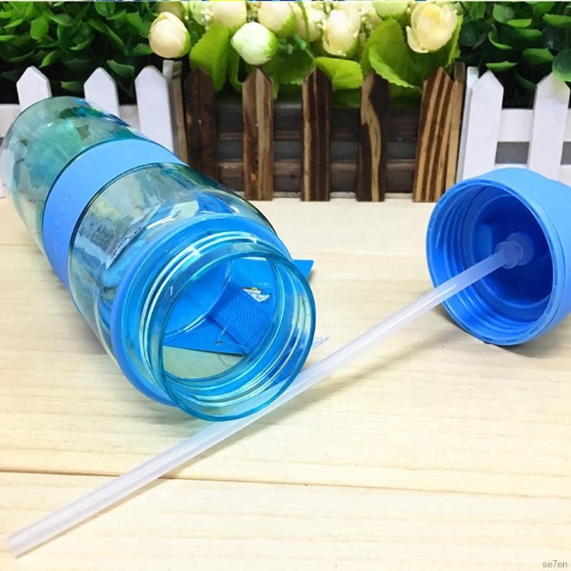 Bình nước họa tiết hoạt hình có ống hút và dây đeo vai dành cho trẻ em