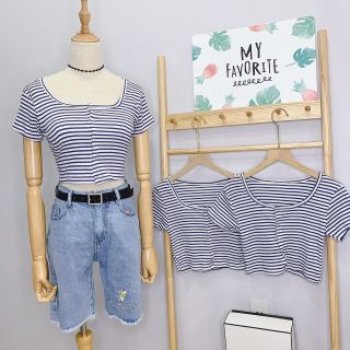 Áo croptop sọc nút bấm ( HÌNH THẬT )6