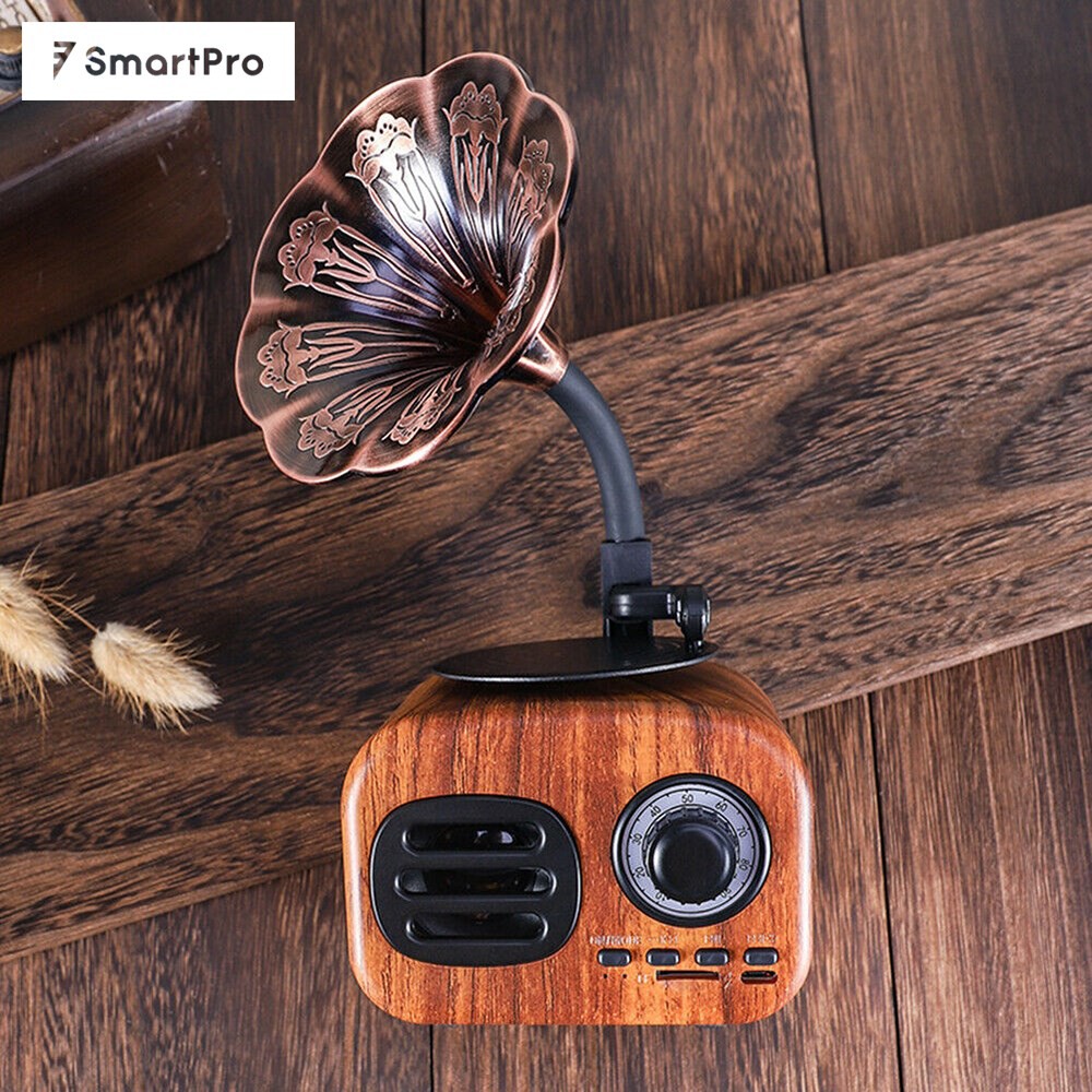 FT05 HOMME Loa Không Dây Vân Gỗ Dễ Thương 🔈[Siêu Sang]🔈 Bluetooth Speaker Mini - Âm Trầm, Cổ Kính - Phong Cách Vintage