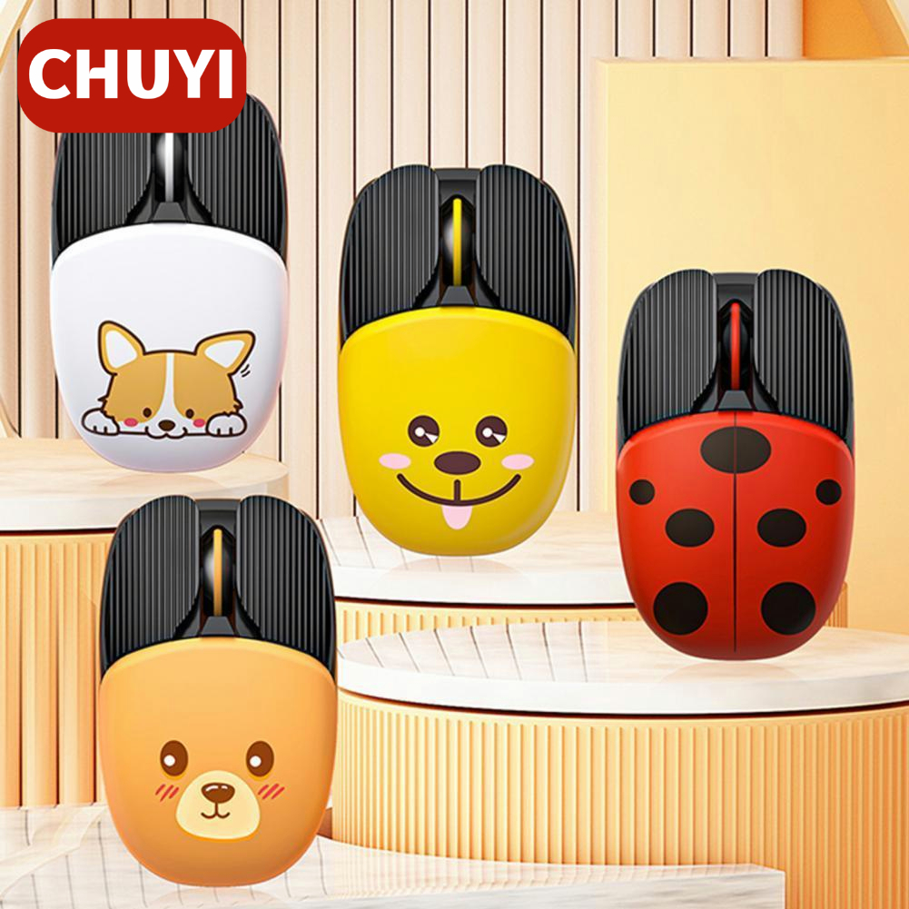 Chuột Không Dây Chơi Game Bluetooth + Chuột Máy Tính 2.4gHz Hình Hoạt Hình